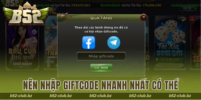 Nên nhập Giftcode nhanh nhất có thể trên cổng game