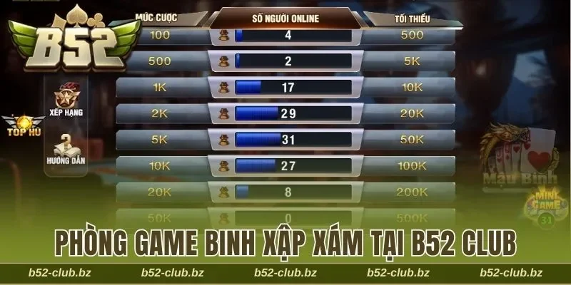 Giới thiệu phòng chơi Binh xập xám B52 Club
