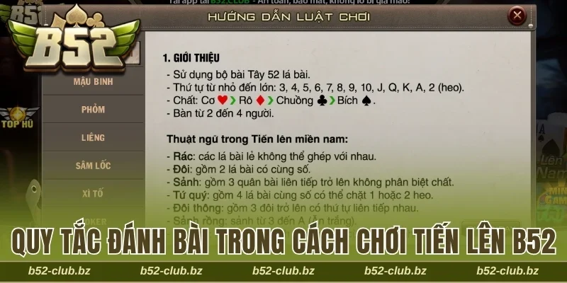 Quy tắc đánh bài trong cách chơi Tiến Lên B52